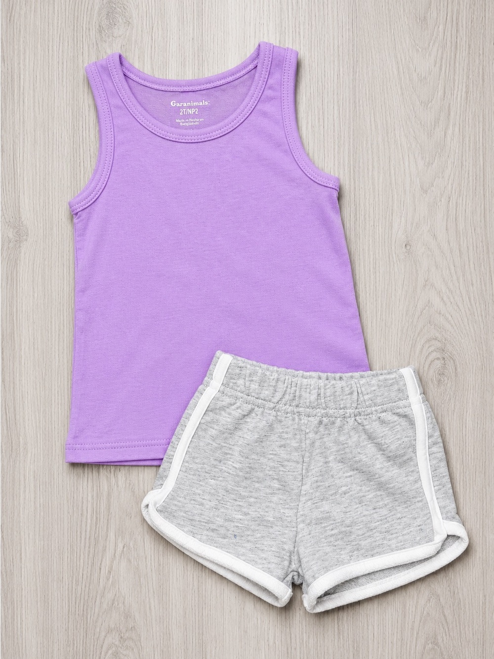 Garanimals Purple Tank Top with Gray Trim Shorts girls 24 months